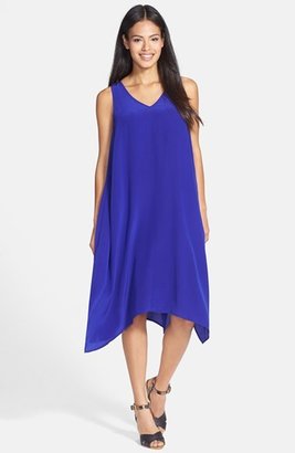 Eileen Fisher Asymmetrical V-Neck Silk Dress