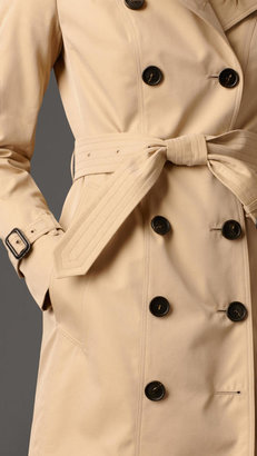 Burberry Leather Detail Gabardine Trench Coat