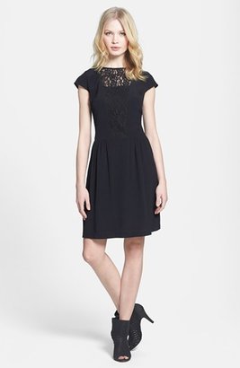 Miss Me Lace Inset Fit & Flare Dress