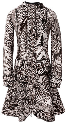 J. Mendel Cavallino Fluted Coat With Hood Ivoire Tiger Print
