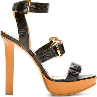 DSquared 1090 Dsquared2 Black Pebbled Leather Stampatino Heels