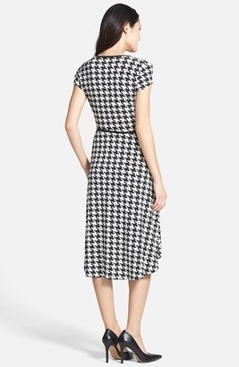 Anne Klein Houndstooth Faux Wrap High/Low Dress (Regular & Petite)