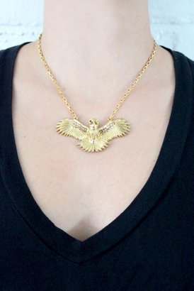 Wildfox Couture Jewelry Owl Necklace with Crystal Wings in Gold