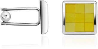Forzieri Enamel Checked Silver Plated Square Cuff Links