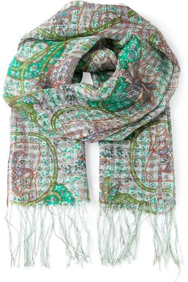 Etro fringed paisley print scarf