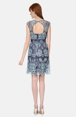 Kay Unger Lace Overlay Sequin Slipdress
