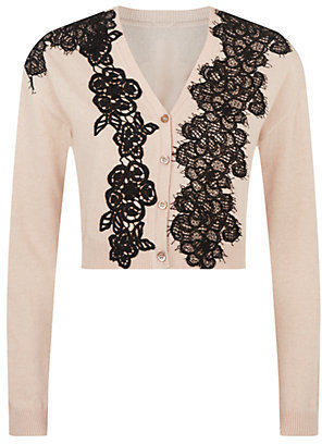 Moschino Cheap & Chic Cropped Contrast Lace Cardigan