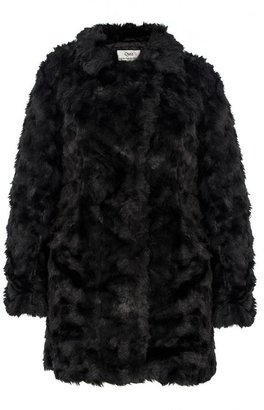 Quiz Black Rose Faux Fur Coat