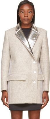 Paco Rabanne Grey Wool and Silver Foil Coat