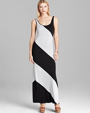 Aqua Dress - Diagonal Color-Block Maxi