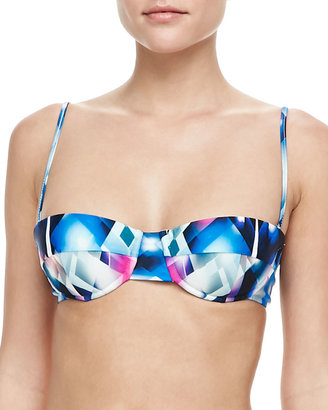 Milly Maxime Printed Underwire Swim Top, Blue
