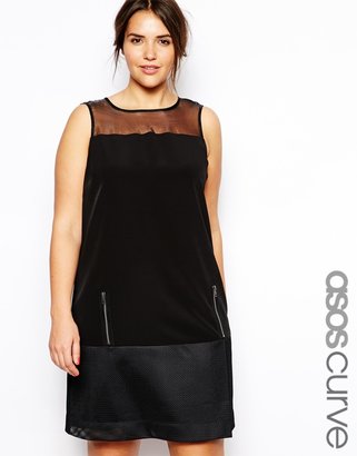 ASOS Curve CURVE Exclusive Shift Dress With Zip Back And Organza - Black