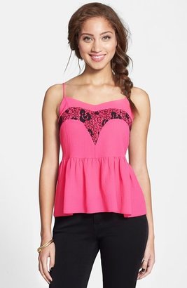 Lily White Lace Inset Peplum Camisole (Juniors)