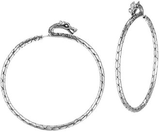 John Hardy Naga Large Silver Hoop Earrings with Full Closure