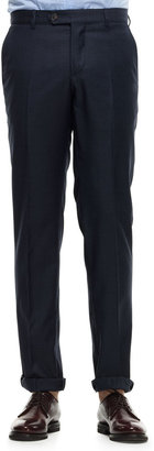Brunello Cucinelli Wool Militaire Pants, Dark Gray