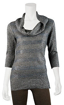 Amy Byer A Byer A. Byer Sequin Striped Cowlneck Sweater
