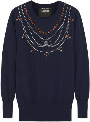 Markus Lupfer Daisy embellished merino wool sweater