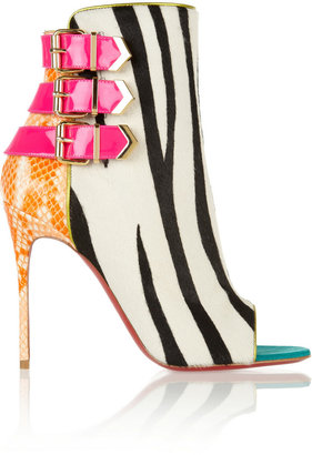 Christian Louboutin Triboclou 100 zebra-print calf hair and python ankle boots