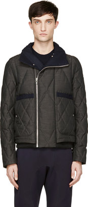 Moncler Gamme Bleu Grey Coated Quilted Down Jacket