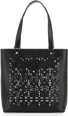 Elaine Turner Designs Alisoni Laser Cut Vachetta Leather Tote Bag, Black