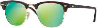 Ray-Ban Clubmaster Sunglasses with Green Mirror Lens, Havana