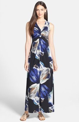 Donna Ricco Print Twisted Jersey Maxi Dress