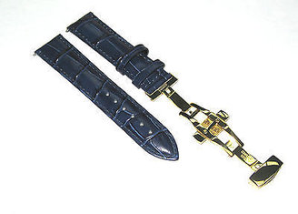 Tag Heuer 22mm Leather Strap Deployment Band For Blue 2bgold