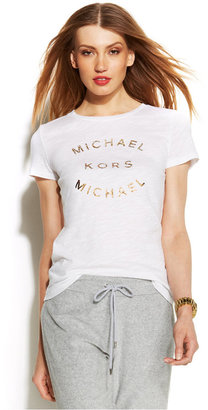 MICHAEL Michael Kors Short-Sleeve Metallic Logo Tee