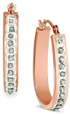 Diamond Fascination 14k Rose, Yellow, or White Gold Diamond Accent Pear-Shaped Hoop Earrings