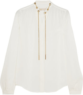 MICHAEL Michael Kors Chain-trimmed silk-chiffon blouse