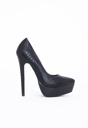 Missguided Sienna Pointed Platform Court Shoes Black Reptile