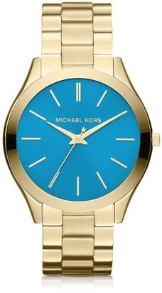 Michael Kors Mid-Size Golden  Stainless Steel Runway Three-Hand Watch