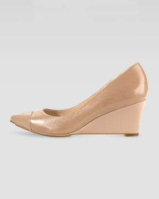 Cole Haan Chelsea Matte-Patent Pointy Toe Wedge, Sandstone