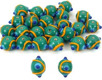 Generic Green Round Dot Glass Beads Lampwork 12mm Approx 25