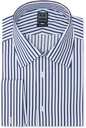 Ike Behar Blue Violet Stripe French Cuff Shirt
