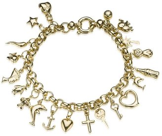R & E 9 Carat Yellow Gold Charm Bracelet with 20 Charms