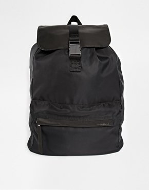 Vagabond Backpack with Leather Trim - Black