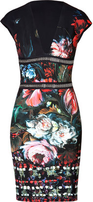 Roberto Cavalli Printed Dress in Black/Rose