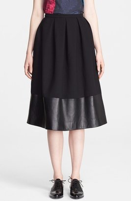 Christopher Kane Leather Hem Wool A-line Skirt
