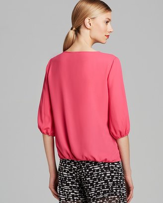 Vince Camuto Three Quarter Sleeve Wrap Front Top