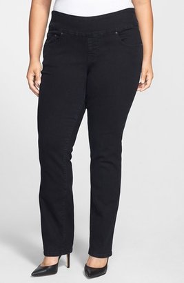 Jag Jeans 'Peri' Pull-On Straight Leg Jeans (Black Void) (Plus Size)