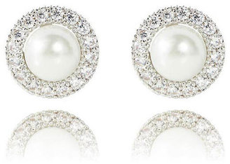 The Limited Faux Pearl & Cubic Zirconia Halo Earrings