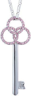 House of Fraser Aurora Flash Rhodium plated pink key pendant