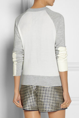 Reed Krakoff Color-block crepe and fine-knit cardigan
