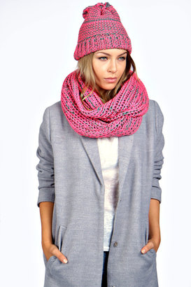 boohoo Carley Two Colour Heavy Knit Snood