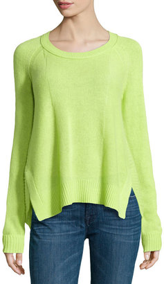 Diane von Furstenberg Combo-Knit Cashmere Sweater, Bright Lime