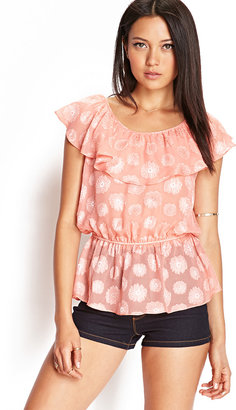 Forever 21 Embroidered Floral Flounce Top