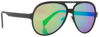 Italia Independent I Metal Thermic Aviator Sunglasses in Green Led