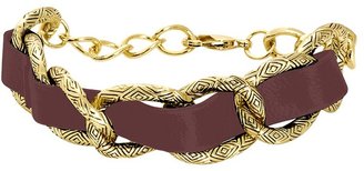 House Of Harlow Leather Engraved Link Bracelet
