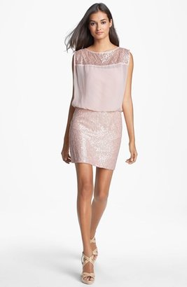 Aidan Mattox Embellished Lace & Chiffon Blouson Dress (Online Only)